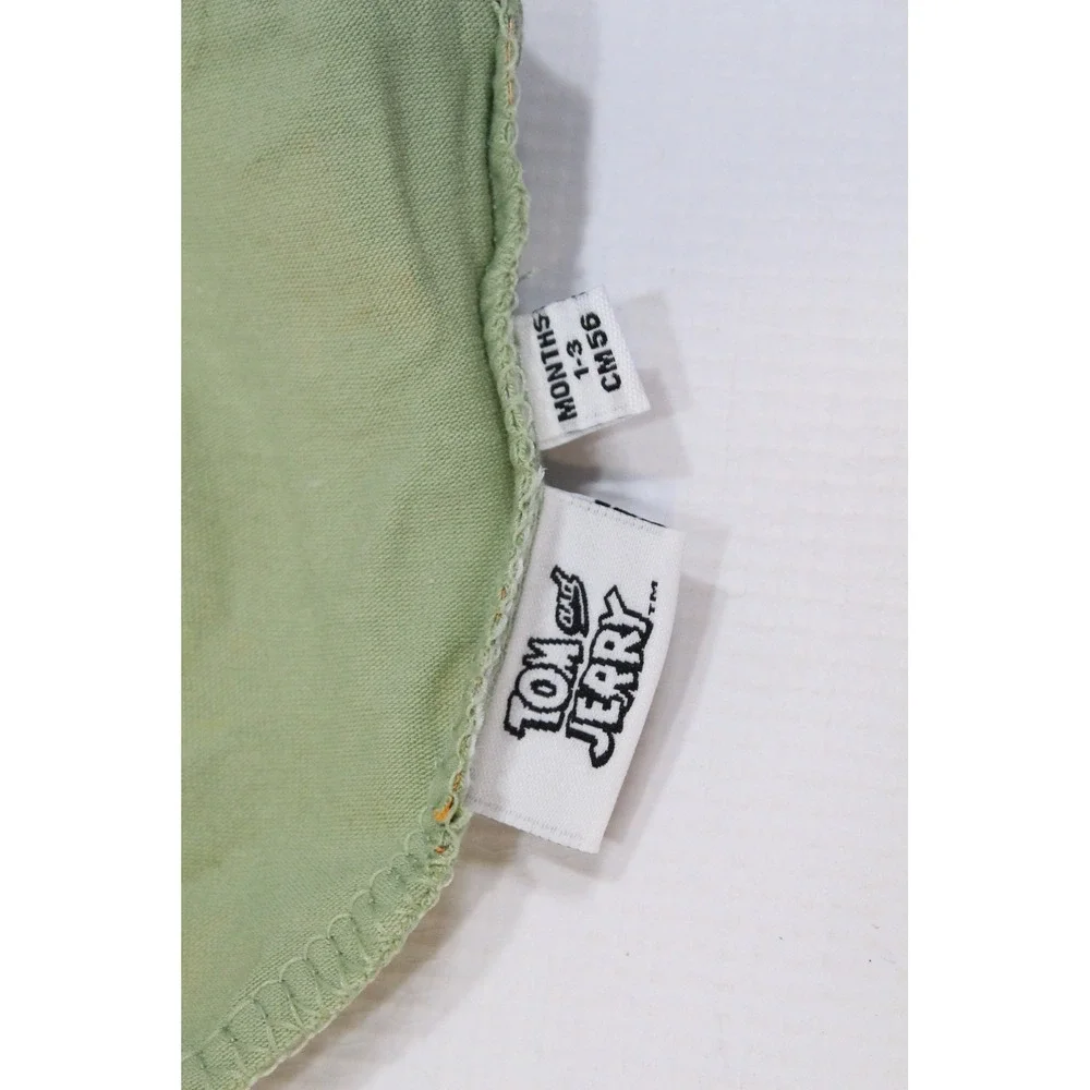 Tom and Jerry Kids Sage Green Graphic Print Cuffed Beanie Hat 1-3 Months